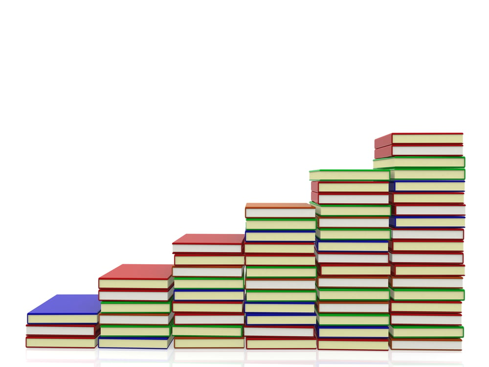 3D Pile of books  - isolated over a white background-1